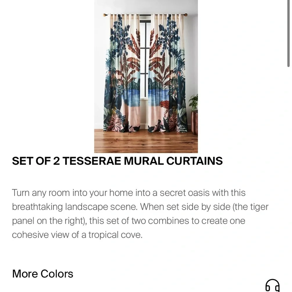 Anthropologie Tesserae Mural Curtain Panel 50 x 108 NWT